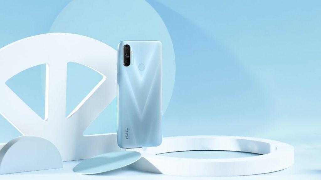 Realme Narzo 20A Backside image in white color